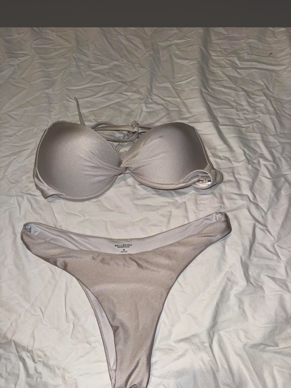 RELLECIGA Taupe Padded Halter Bikini Set